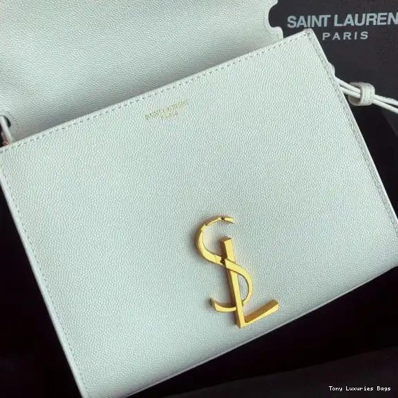 Tony Luxuries DE HANDLE CASSANDRA MINI IN TOP GRAIN EMBOSSED BAG YSL LEATHER POUDRE 0517